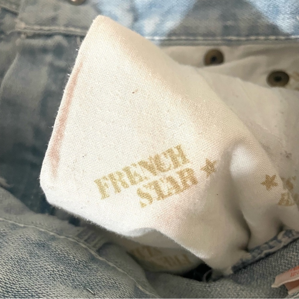 French Star Vintage 70s Jeans High Rise Light Wash Zipper Back Pocket Size 27‎ - Picture 13 of 16